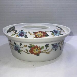 Porcelaine De Paris Oval Covered Baking Dish 1/2 Quart Fleurs Persanes Pristine